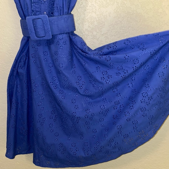 City Chic | Blue 1950's Fit & Flare Shirt Dress | Size XS 14/16 - Picture 6 of 11